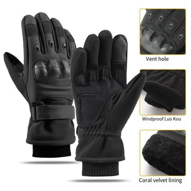 Ganfancp Guantes de Invierno Cálidos Protección de Goma Suave de Los Hombres con El Dedo Completo de Terciopelo Toques de Pantalla Ultra Fiber Ciclismo Al Aire Libre Evitar El Frío Ofertas de La Sema