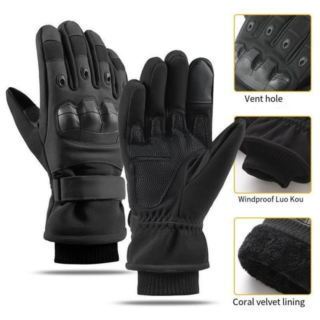 Winter Warm Gloves Men's Soft Rubber Protection With Velvet Full Finger Touches Screen Ultra Fiber Outdoor Cycling Avoid Cold