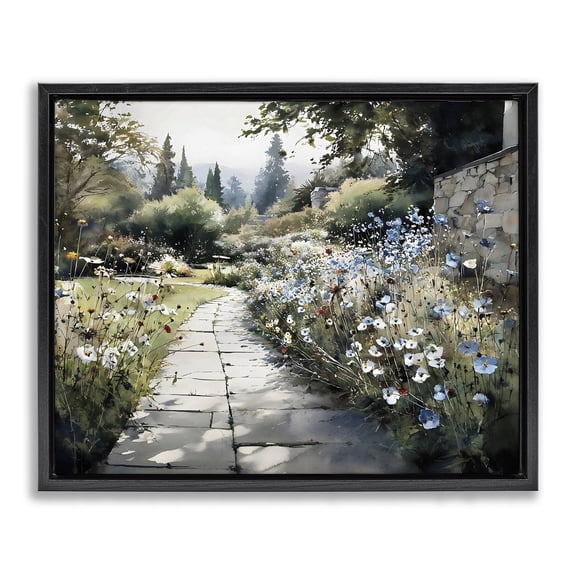 Stupell Industries Garden Pathway in Summer Light Black Framed Floater Canvas Wall Art, design by Franklyn Gregory
