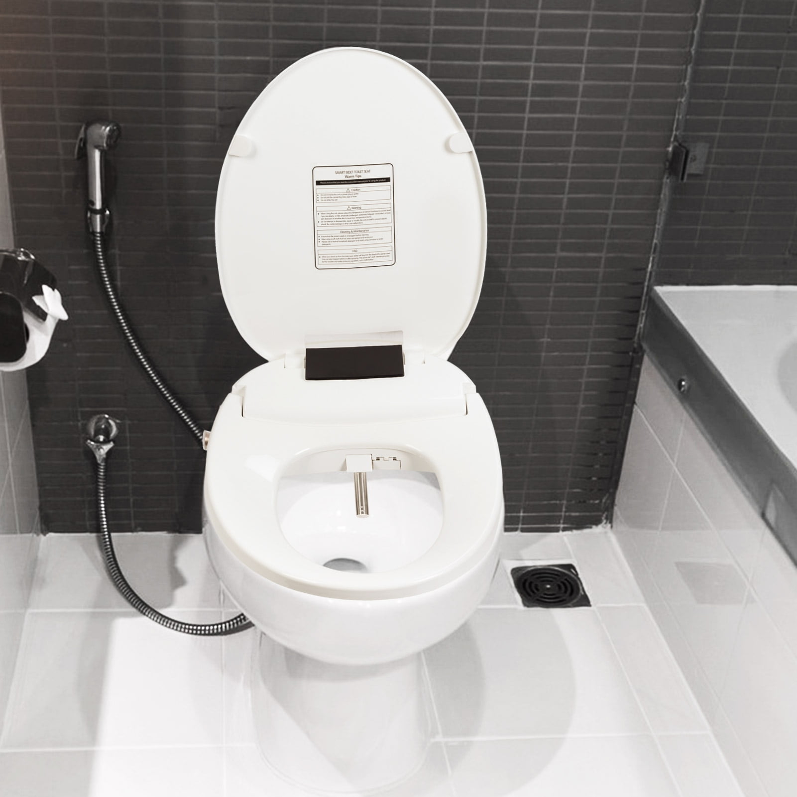 Smart Bidet Toilet Seat | Instant Warm Water, 5-Level Air Dry, Self-Clean Nozzle, Wireless Remote (Fits 48-49.5cm Toilets)