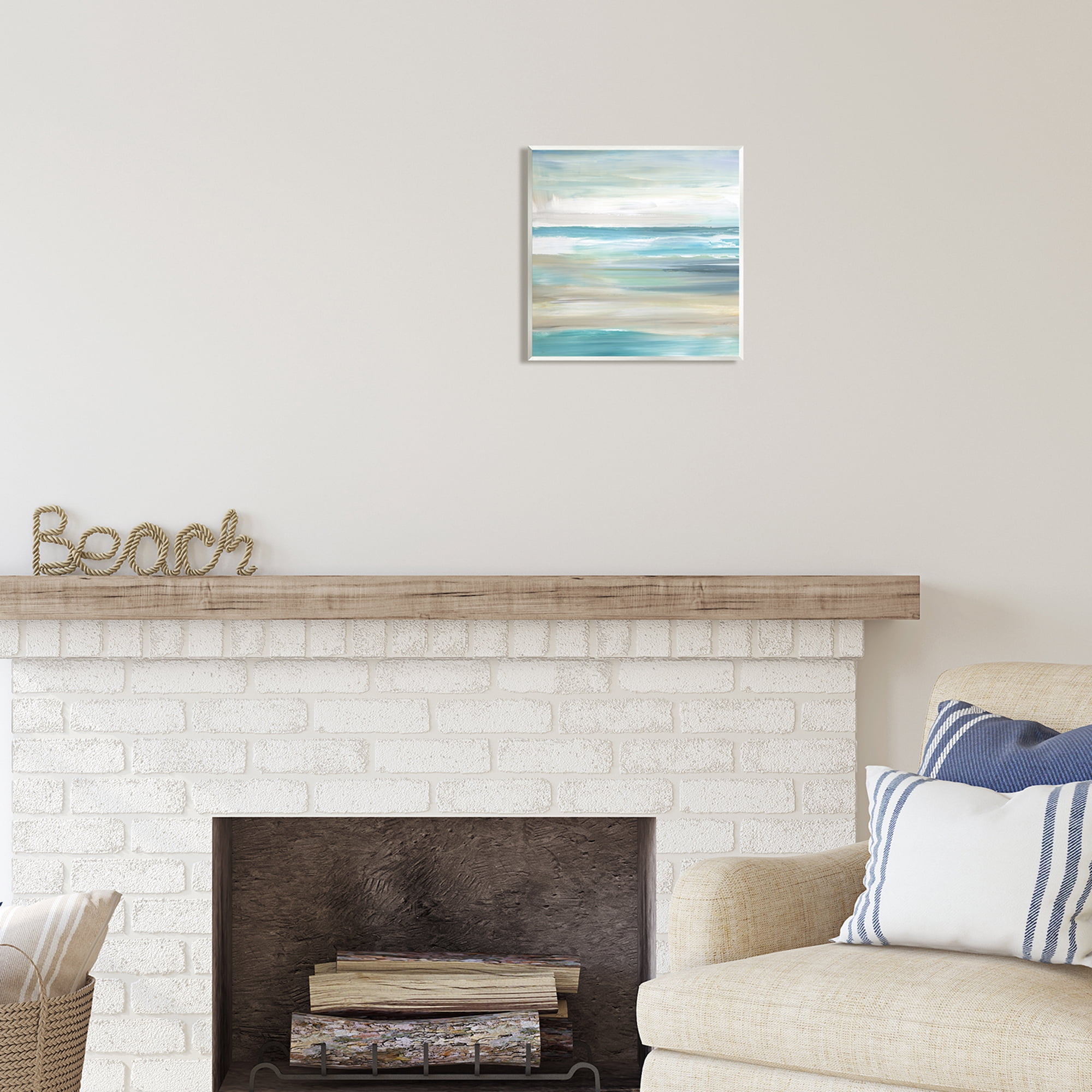 Stupell Industries Abstract Beach Sand Ocean Waves Coastal Painting Unframed Art Print Wall Art