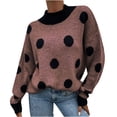 thumbnail image 2 of Chandail Tricoté à Pois Col Rond pour Femmes Mode Chandail Tricoté Haut Blouse, 2 of 5