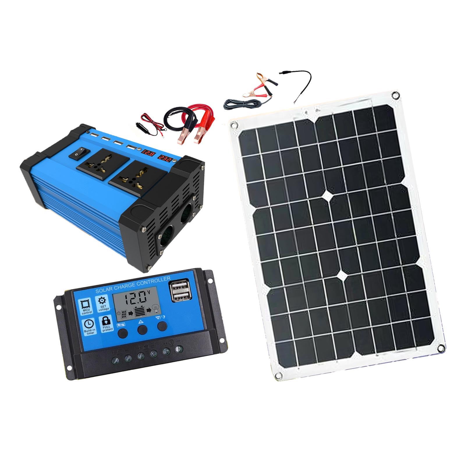 Solar Generator System,300W 12V to 220V Inverter 18W 18V Solar Panel with Controller for Power