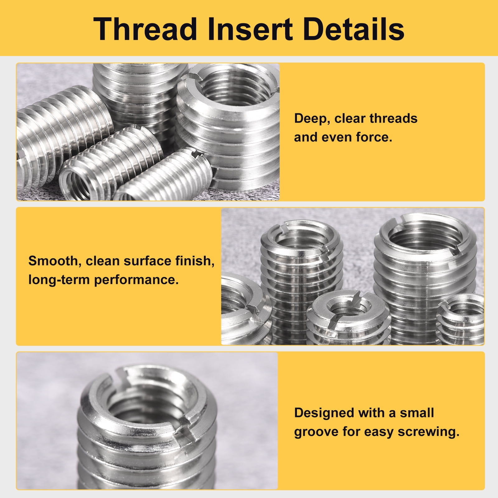 Uxcell 6pcs Thread Repair Inserts M20 x 2.5 Male to M16 x 2 Female Thread 30mm Long Stainless Steel Reducing Nuts Metric Self Tapping Sleeves