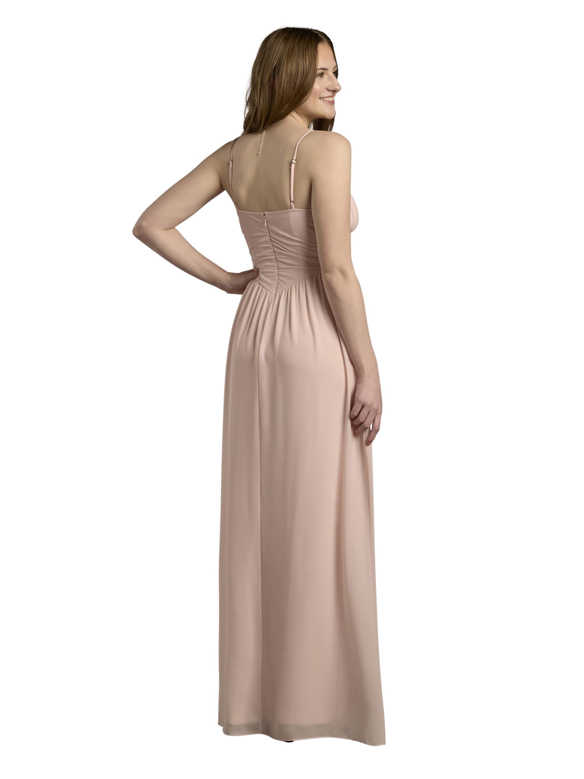 Kirablend Serena Chiffon Spaghetti Strap A-Line Maxi Dress with Slit