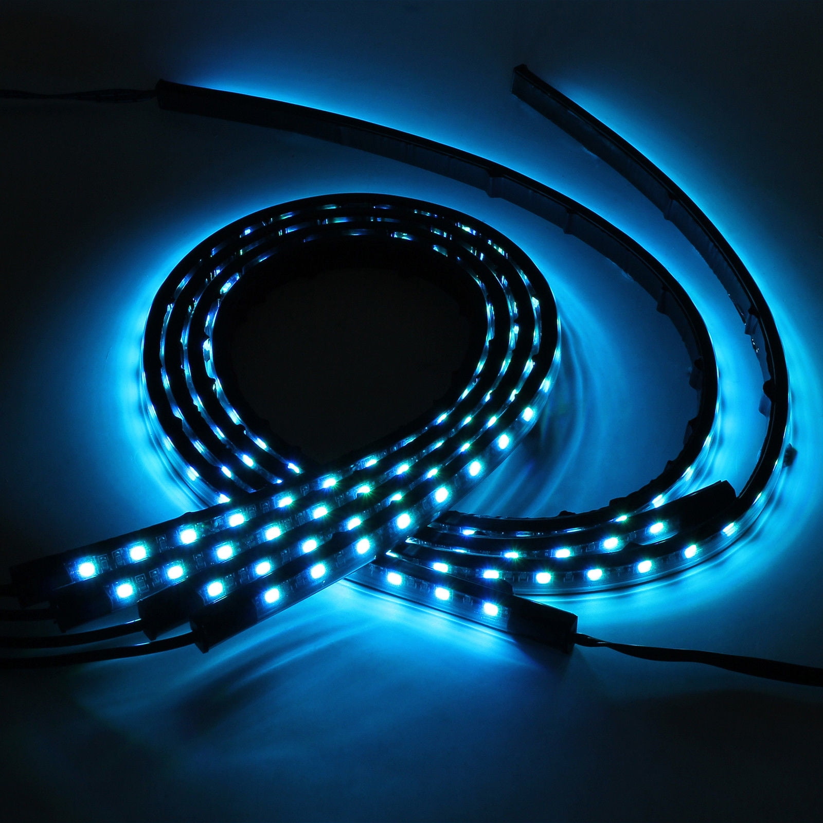 4 RGB LED Strip Under Car Tube Underglow Glow System Underbody Neon