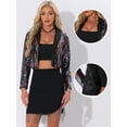 thumbnail image 2 of DARING DIVA Women's Lapel Collar Open Front Crop Sparkle Blazer Cardigan XS Multicolor, 2 of 6