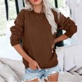 thumbnail image 2 of Holiday Usmixi Womens Sweatshirt Winter Womens Fleece Sweatshirt Casual Solid Raglan Sleeve Round Neck Pullover Sweater Ladies Girls Loose Crewneck Sweatshirt Tops with Pocket Big Saving, 2 of 4