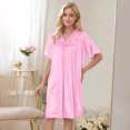 thumbnail image 4 of HomeGardon Nightgowns for Women,Summer Dresses Women's Short Sleeved Loose Plus Size Short Sleeved Lace Lace Imitation Silk Nightdress, 4 of 7