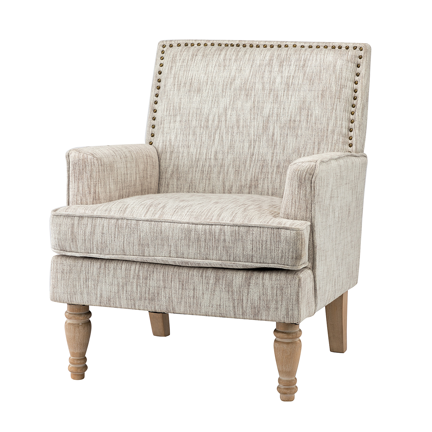 Upholstered Accent Chair with Nailhead Trim White