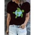 thumbnail image 1 of Camiseta de Mujer de Verano BásicaWomen's Casual T-Shirt | Earth Turtle Graphic Print | Round Neck, Short Sleeve | Polyester Blend | Machine Washable | All-Season Comfort Fit | Stylish & High-Qualit, 1 of 6