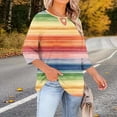thumbnail image 5 of LEKWK Womens Dressy Tops Regular Fit Keyhole Neck 3/4 Sleeve Tops Regular Fit Elegant Flower Print Blouses & Button-Down Shirts Contrast Color Design Business Casual Outfits, 5 of 7
