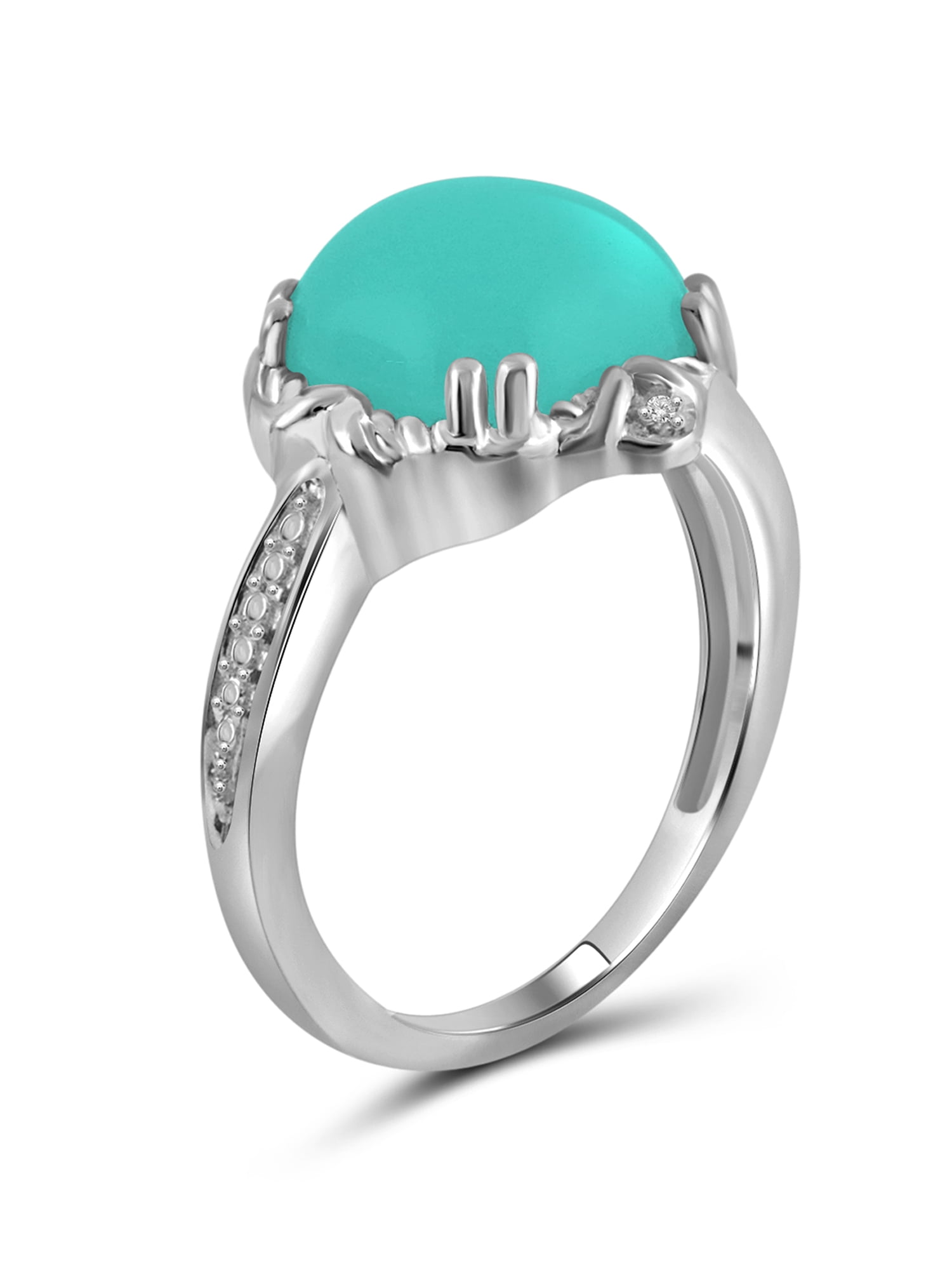 JewelersClub Chalcedony Ring Birthstone Jewelry – 4.50 Carat Chalcedony 0.925 Sterling Silver Ring Jewelry with White Diamond Accent – Gemstone Rings with Hypoallergenic 0.925 Sterling Silver Band