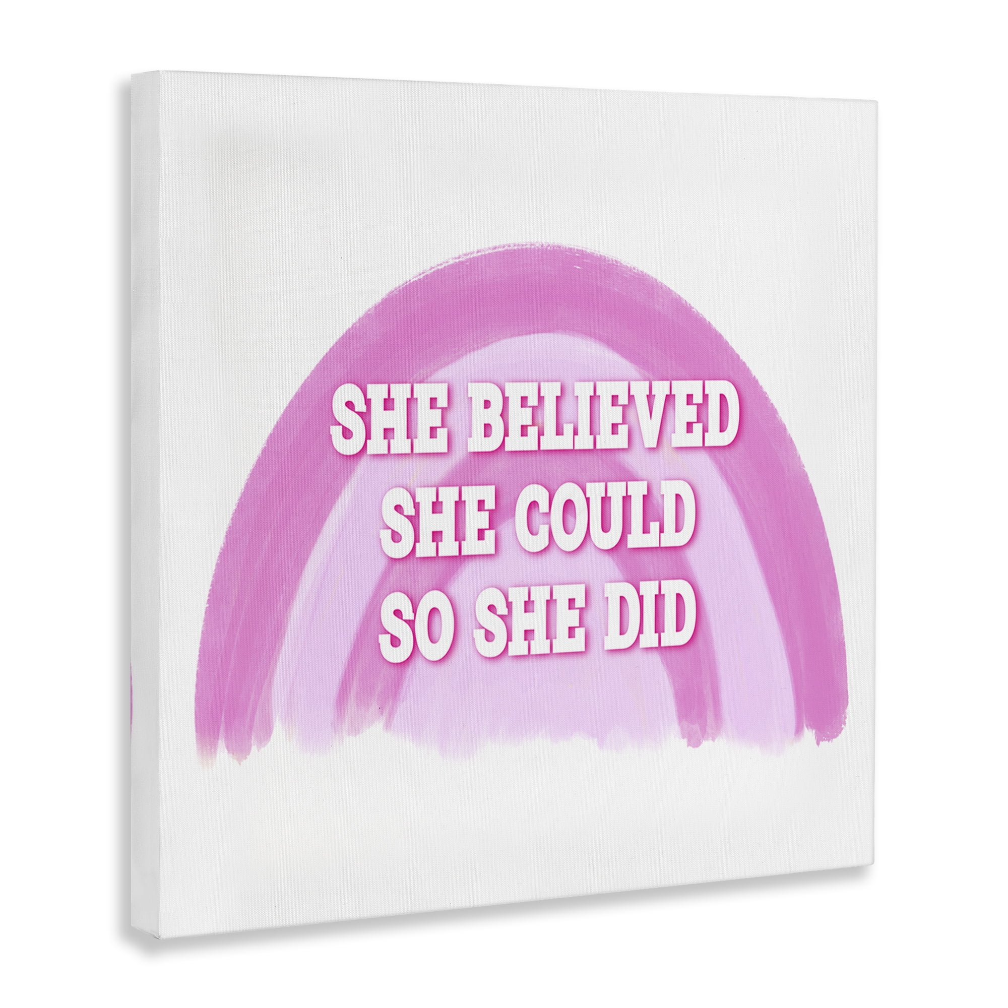 Stupell Industries Believed She Could Text & Numbers Painting Wrapped Canvas Art Print Wall Art, 30 x 30