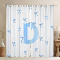 Castle Fairy Monogrammed Letter D Blackout Curtains Set of 2 (52x84 Each) for Teens Boys Girls,Kawaii Bow Window Curtains,Geometric Stripes Curtains and Drapes,Super Cozy Room Decor