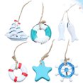 thumbnail image 3 of Voiceine 6pcs Nautical Wall Ornaments Ship Wheel Swimming Ring Beach Coastal Wall Ornaments Nautical Gifts for Office Shop Room Home, 3 of 10