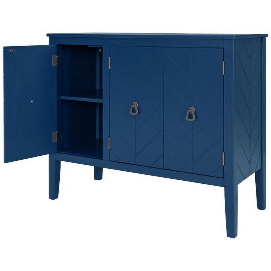 Harper & Bright Designs Wooden Accent Storage Cabinet, Console Table with Adjustable Shelf and 3 Antique Doors, Modern Sideboard Buffet Storage Cabinet for Entryway, Living Room, Bedroom, Navy Blue
