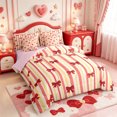 thumbnail image 2 of Manfei Kawaii Bowknot 7-Piece Twin Bedding,Cute Red Bow Bedding Comforter Set,Pink Reversible, 2 of 7