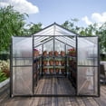 thumbnail image 6 of LZBEITEM 8x12 FT Greenhouse for Outdoors with Lockable Double Hinged Door 2 Vent Window, Quick Setup Polycarbonate Greenhouse, Walk-in Large Winter Greenhouse Sunroom Aluminum Greenhouse for Backyard, 6 of 12