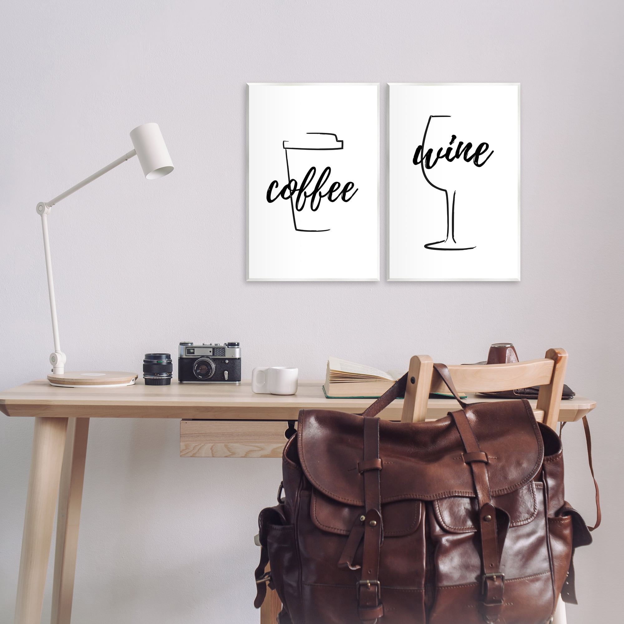 Stupell Industries Simple Coffee Wine Drawing Food & Beverage Painting Unframed Art Print Wall Art, 13 x 19, Set of 2