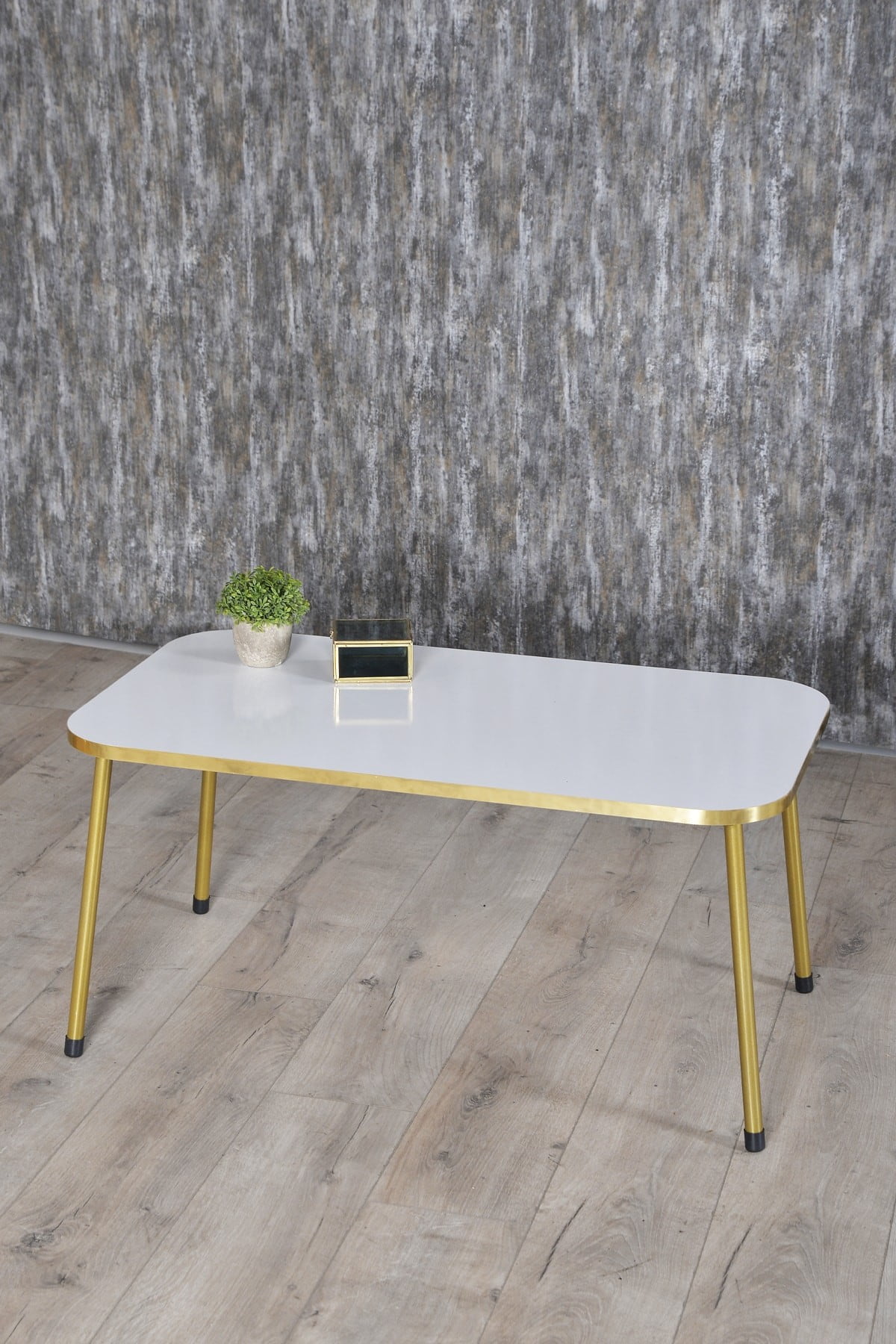 White Coffee Table with Gold Metal Legs, White Coffee Table with Gold