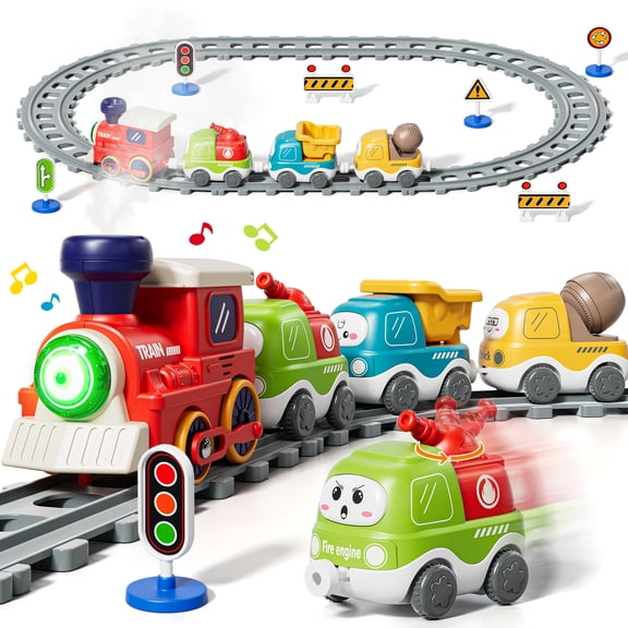 Train Sets for Kid, Toys for 1 2 3 Year Old Boy Girl, Electric Train Track Play Set with Steam Spray & Music, Train Track Play Set for Boys Girls, Christmas Birthday Gifts for Kids