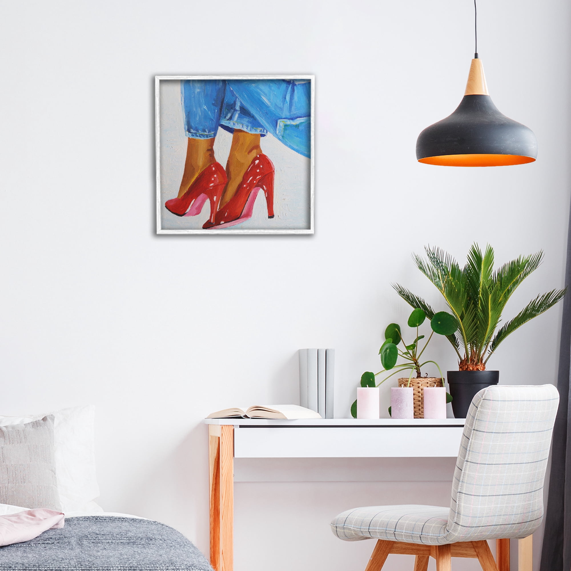 Stupell Industries Glossy Red Pumps & Jeans White Framed Giclee Art, design by Violeta Vollmer