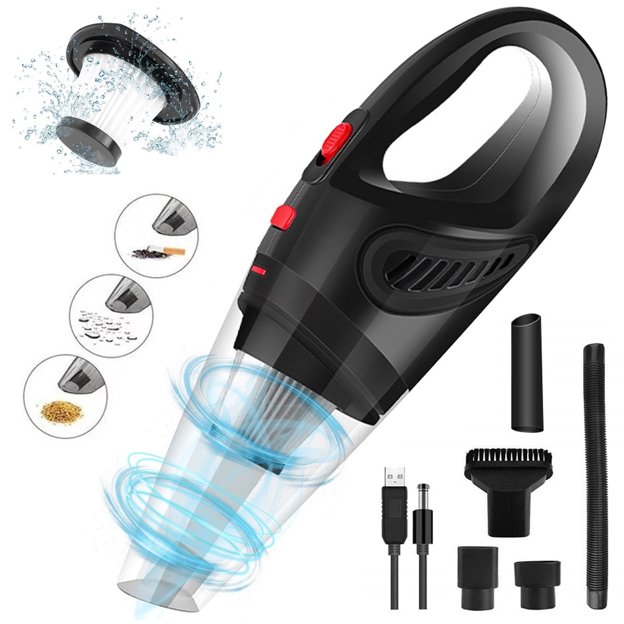 Handheld Vacuum Cordless, 6KPA Powerful Cyclonic Suction Vacuum Cleaner, Car Vacuum Cleaner, Portable Quick Charge Hand Vacuum with Washable HEPA Filter for car