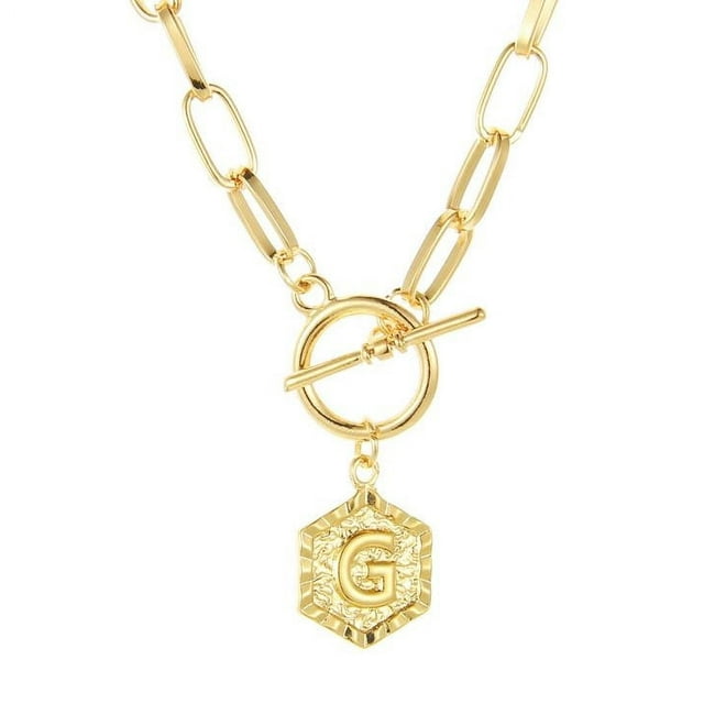 Bilqis Chaîne Pendentif Lettre Anglaise 26 Deals, Collier Rétro Paperclip Hexagone