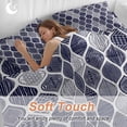 thumbnail image 3 of Vintage Texture Full Size Comforter Set, Classic Blue Stripe Decorative Bedding for All Seasons, 4 Pcs Bed Set, 1Quiltcover (86"x86") ,1Sheet(80"x116"), 2Pillowcases (30"x20"), 3 of 12