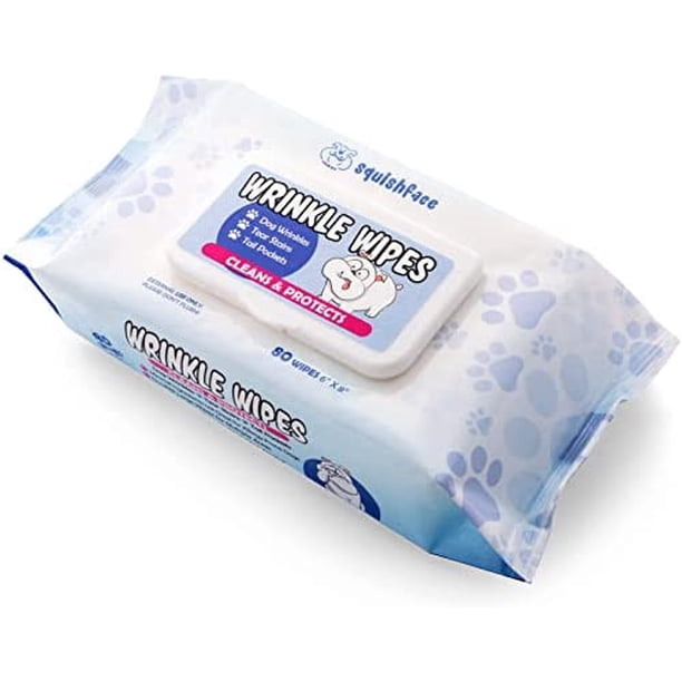 Squishface Wrinkle Wipes 6”x8” Large Chlorhexidine Dog Wipes Anti