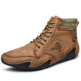 thumbnail image 3 of Botas de cuero con piel para hombre, botas de nieve cálidas, zapatos informales cómodos, zapatillas de deporte, botines occidentales impermeables, invierno, 3 of 5