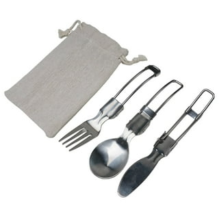 Maydahui Folding Spoon and Fork SUS 18/10（304）Stainless Steel Salad Spork  Portable for Thermos and Travel (Pack of 6)