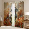 thumbnail image 2 of Erosebridal White Horse Curtains Pack of 2 (42x84 Each), Oil Painting Floral Curtains Blackout, 2 of 6