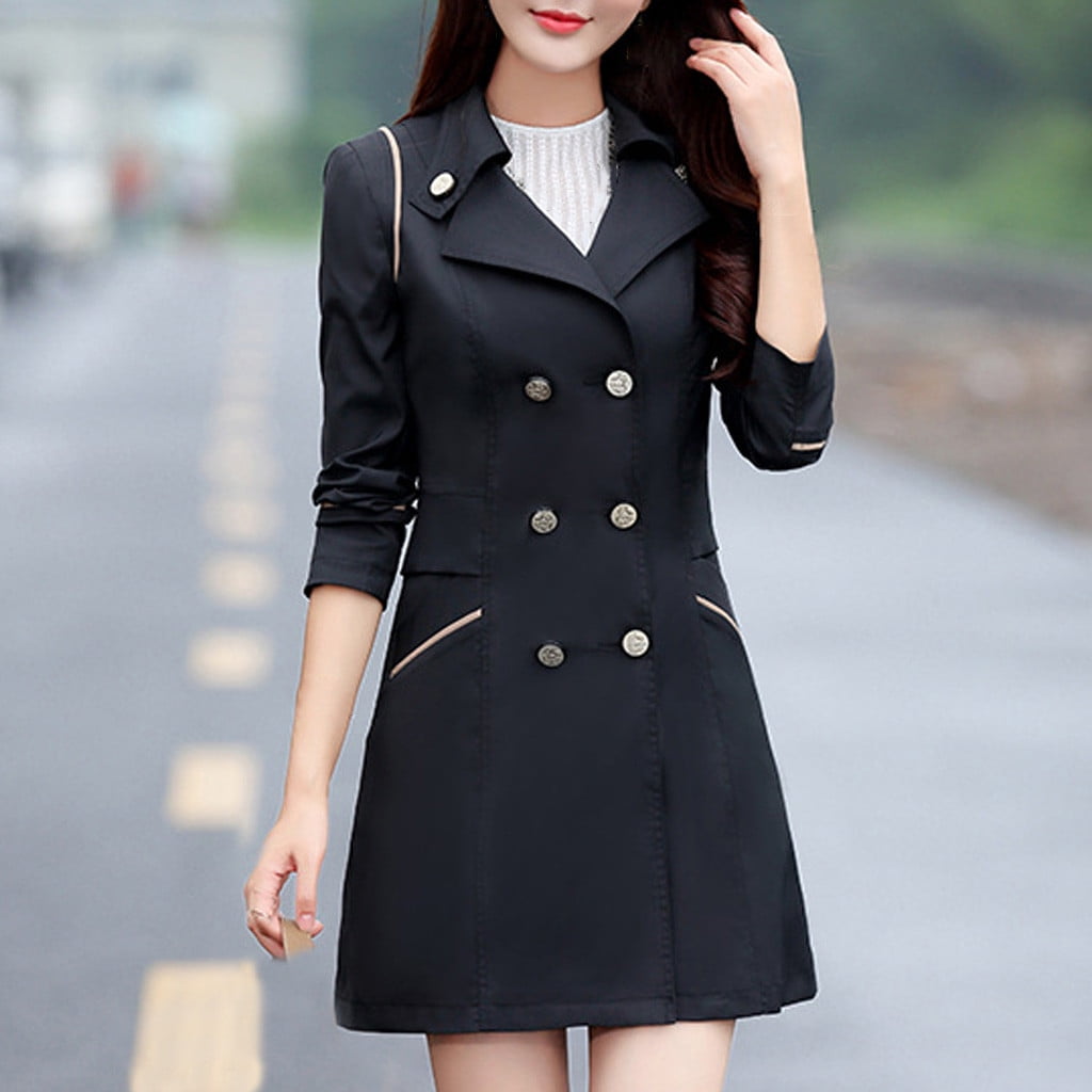 Fashion Women's Warm Double Breasted Long Overcoat Trench Coat Stylish Outwear 