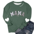 thumbnail image 5 of Women's Mama Printed Crewneck Sweatshirt Long Sleeve Drop Shoulder Heart Graphic Casual Loose Fit Tops (XL, Purple), 5 of 6