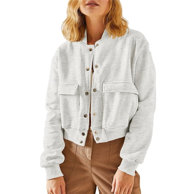 Chaqueta de Mujer para Otoño/Invierno, Larga, Cuello Alto, con Bolsillo Lateral. Gris XL
