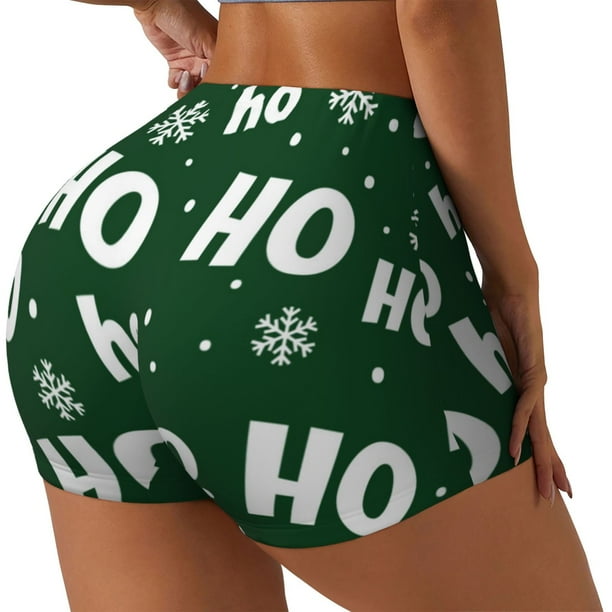 Fotbe Ho Ho Ho A Shorts Sin Costuras – Shorts Deportivos de Cintura Alta para Mujer, Elásticos para Gimnasio, Yoga, Running o Ciclismo-Large