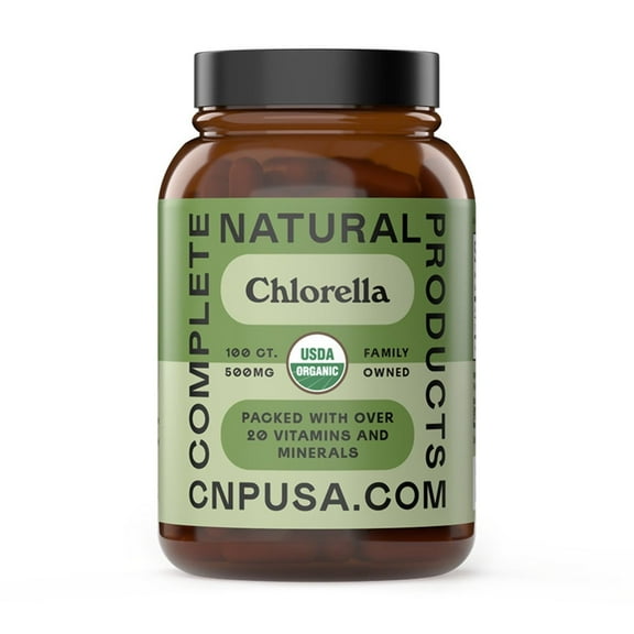 Organic Chlorella Capsules - 650mg Sun Dried Capsules 100 Powder Pills, Made in the USA, Non GMO, Pure Algae Detox