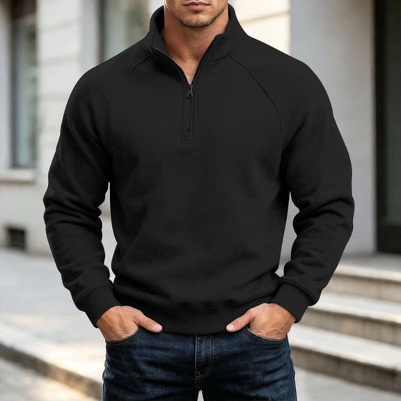 FchengtaiS Men's Quarter Zip Pullover Sweatshirt Fleece Long Sleeve Mock Neck Sweatshirt Fall Winter Casual Daily Wear
