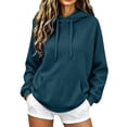 thumbnail image 2 of Sheghy Cute Hoodies for Women Cotton Women's Oversized Hoodie Long Sleeve Pullover Sweatshirt with Pocket Side Slit Casual Loose Daily Tops Navy L, 2 of 8
