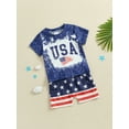 thumbnail image 5 of BemeyourBBs Toddler Baby Boy 4th of July Outfit Summer Patriot Fourth of July Clothes USA Letters Printed Short Sleeve T-Shirt Star Striped Shorts Set 2Pcs Independence Day Clothing, 5 of 9