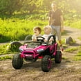 thumbnail image 2 of Qaba 2 Seater 24V 7AH Ride on Truck w/ Spring Suspension, Remote, Pink, 2 of 10