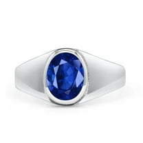 Petite Dainty Fashion Oval Thumb Ring Blue Sapphire Ring Band 925 Sterling Silver Size 5