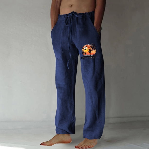 Pantalones largos para hombre, moda, estampados, casuales, cintura elástica con bolsillo, pantalones deportivos, pantalones de poliéster para hombre.