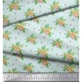 thumbnail image 2 of Soimoi Green polyester Crepe Fabric Stripe & Anemone Floral Print Fabric by Yard 42 Inch Wide, 2 of 6