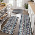 thumbnail image 2 of Blue Boho Tribal Triangles and Arrows Pattern Kitchen Rugs Sets Of 3,Kitchen Runner Rugs Non Skid Washable,Decorative Kitchen Floor Mats for Kitchen,Sink,Laundry,17"x30"+ 17"x47" + 17"x59", 2 of 6