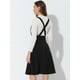 thumbnail image 4 of Allegra K Vestido de cintura alta para mujer, falda con tirantes midi acampanada y decoración de botones de color sólido Negro XS, 4 of 5