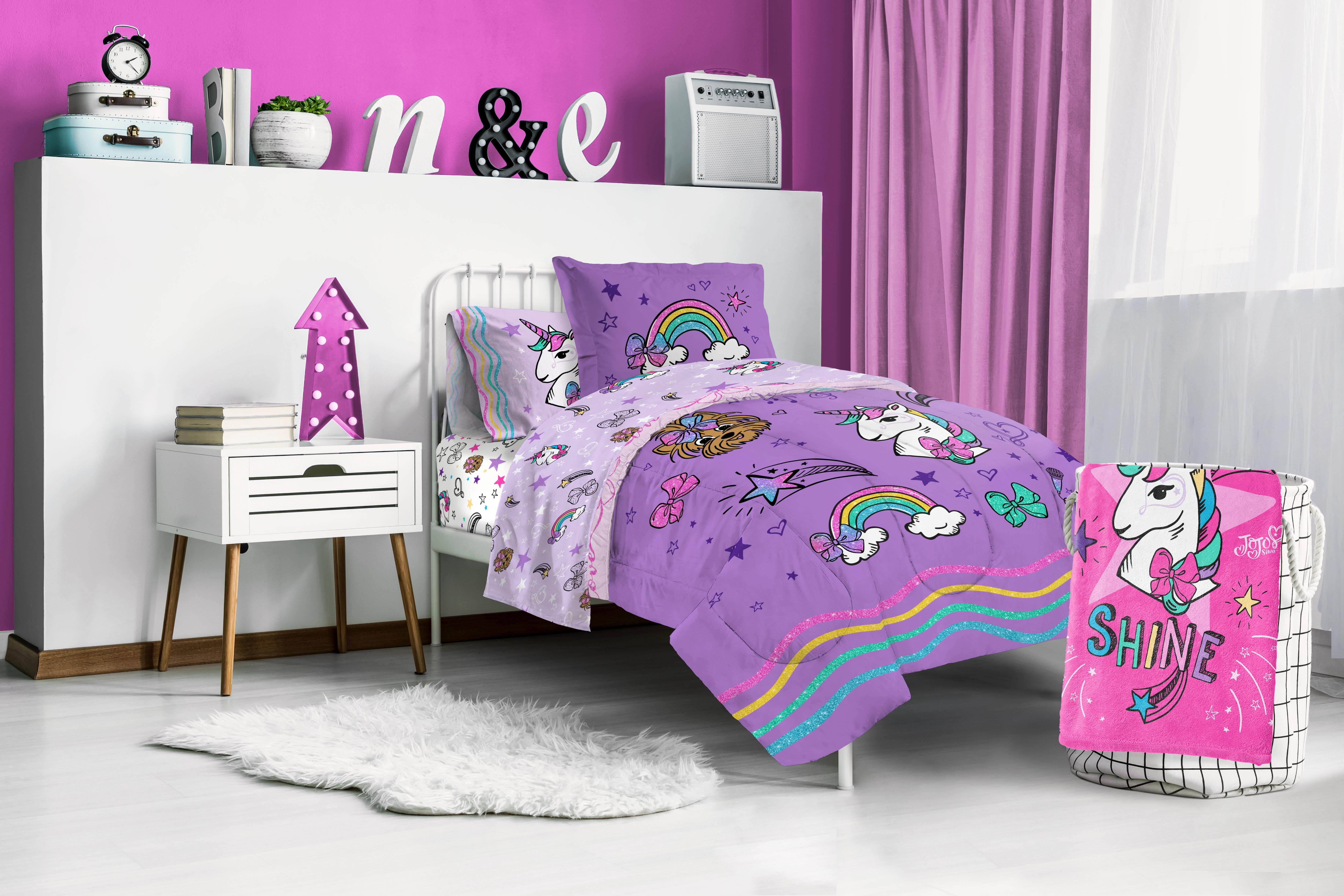 Jojo Siwa Sparkle Shine Kids 2-Piece Twin/Full Reversible Comforter and  Sham Bedding Set, Microfiber, Purple, Nickelodeon