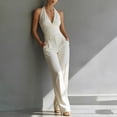 thumbnail image 4 of Xdegoge Halter Neck Jumpsuit for Women Backless V Neck Wide Leg Outfits High Waisted Dressy Long Pants Jumpsuits for Party Evening Wedding Guest Clubwear Fashion, 4 of 6